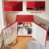 HOMCOM 1.1 Cu.Ft Countertop Mini Freezer, Compact Upright Freezer with Removable Shelves, Red(m-6)