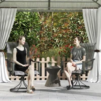 Outsunny 2 Pieces Rocking Swivel Patio Chairs, Mesh Outdoor Swivel Dining Chairs with High Back and Curved Armrests, Mixed Grey(m-8)