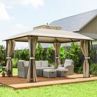 Outsunny 10' x 12' Outdoor Gazebo, Double Roof Patio Gazebo Canopy with Netting and Curtains for Garden, Lawn, Backyard, Deck(m-1)