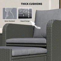 Outsunny 5 Piece Rattan Balcony Furniture Set, Wicker Outdoor Furniture Set with 2-Tier Coffee Table, Ottomans, Grey(m-7)