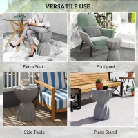 Outsunny Spiral Decorative Garden Stool, Flower Top Outdoor Stool Side Table Plant Stand Footstool for Indoor Outdoor, Grey(m-9)