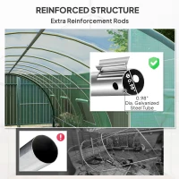 Outsunny Tunnel Greenhouse Walk-in Plant Warm House with 2 Hinged Doors, 10 Mesh Windows, 24.6' x 10' x 6.6', Green(m-5)