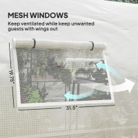 Outsunny Tunnel Greenhouse Walk-in Plant Warm House with 2 Hinged Doors, 8 Mesh Windows, 20' x 10' x 6.6', White(m-7)