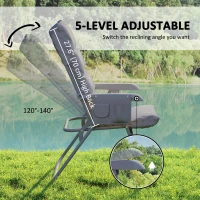 Outsunny 5-Level Reclining Camping Chair, Adjustable High Back Camping Chair with Side Pockets, Compact Camping Chair for Adults(m-4)