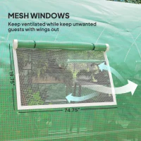 Outsunny Tunnel Greenhouse Walk-in Plant Warm House with 2 Hinged Doors, 8 Mesh Windows, 20' x 10' x 6.6', Green(m-7)