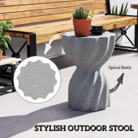 Outsunny Spiral Decorative Garden Stool, Flower Top Outdoor Stool Side Table Plant Stand Footstool for Indoor Outdoor, Grey(m-4)