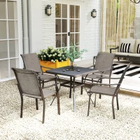 Outsunny Patio Chairs Set of 4 with Armrest and High Backrest, for Backyard, Balcony, Porch, Poolside, Deck, Garden, Brown(m-9)