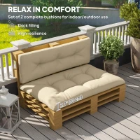 Outsunny 2-Piece Pallet Cushion Set, Outdoor 3.9" Thick Replacement Pallet Sofa Cushions, Tufted Replacement Pads for Garden Patio, Beige(m-4)