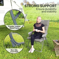 Outsunny 5-Level Reclining Camping Chair, Adjustable High Back Camping Chair with Side Pockets, Compact Camping Chair for Adults(m-6)
