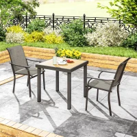 Outsunny Patio Chairs Set of 2 with Armrest and High Backrest, for Backyard, Balcony, Porch, Poolside, Deck, Garden, Brown(m-10)