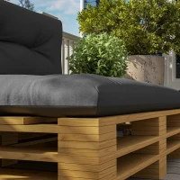 Outsunny 2-Piece Pallet Cushion Set, Outdoor 3.9" Thick Replacement Pallet Sofa Cushions, Tufted Replacement Pads for Garden Patio, Charcoal Grey(m-10)