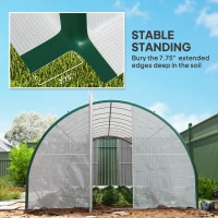 Outsunny Tunnel Greenhouse Walk-in Plant Warm House with 2 Hinged Doors, 10 Mesh Windows, 24.6' x 10' x 6.6', White(m-8)