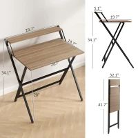 HOMCOM Folding Computer Desk, 32" Foldable Desk with Monitor Shelf for Small Space, Home Office, Study, Easy Assembly, Walnut(m-3)