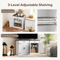 HOMCOM 30" Buffet Cabinet, Farmhouse Sideboard with 1.2" Thick Top, 2 Barn Doors, Drawer and Adjustable Shelf, White(m-5)