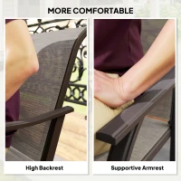 Outsunny Patio Chairs Set of 2 with Armrest and High Backrest, for Backyard, Balcony, Porch, Poolside, Deck, Garden, Brown(m-6)