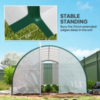 Outsunny Tunnel Greenhouse Walk-in Plant Warm House with 2 Hinged Doors, 8 Mesh Windows, 20' x 10' x 6.6', White(m-8)