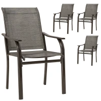 Outsunny Patio Chairs Set of 4 with Armrest and High Backrest, for Backyard, Balcony, Porch, Poolside, Deck, Garden, Brown(m-11)
