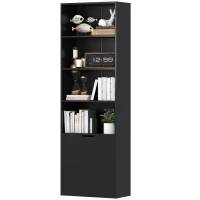 HOMCOM 4-Tier Open Bookshelf with Doors Modern Home Office Bookcase Storage Cabinet for Living Room Bathroom Study, Black(m-11)