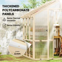 Outsunny 6.6 x 6ft Polycarbonate Greenhouse Wooden Green House with Thickened Polycarbonate Sheets, Lockable Door, Brown(m-4)