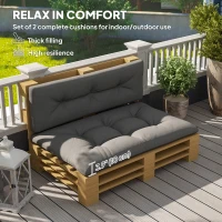 Outsunny 2-Piece Pallet Cushion Set, Outdoor 3.9" Thick Replacement Pallet Sofa Cushions, Tufted Replacement Pads for Garden Patio, Charcoal Grey(m-4)
