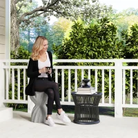 Outsunny Spiral Decorative Garden Stool, Flower Top Outdoor Stool Side Table Plant Stand Footstool for Indoor Outdoor, Grey(m-1)
