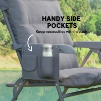 Outsunny 5-Level Reclining Camping Chair, Adjustable High Back Camping Chair with Side Pockets, Compact Camping Chair for Adults(m-7)