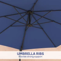 Outsunny 9.6 x 9.6 ft Wall Mounted Umbrella with Rotate, Patio Market Umbrella Parasol for Outdoor with Crank, Dark Blue(m-7)