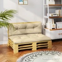 Outsunny 2-Piece Pallet Cushion Set, Outdoor 3.9" Thick Replacement Pallet Sofa Cushions, Tufted Replacement Pads for Garden Patio, Beige(m-9)