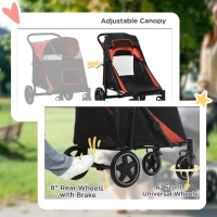 PawHut Foldable Pet Stroller with Universal Front Wheels, Shock Absorber, Dog Cat Carriage for Large & Medium Dogs, Red(m-6)