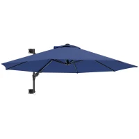 Outsunny 9.6 x 9.6 ft Wall Mounted Umbrella with Rotate, Patio Market Umbrella Parasol for Outdoor with Crank, Dark Blue(m-11)