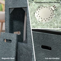 Outsunny Propane Fire Pit Table with Fountain, 15,000 BTU Outdoor Gas Fire Table with LED Light Adjustable Water Flow, Fire Fountain Water Feature with Decorative Glass Rocks, Grey(m-9)