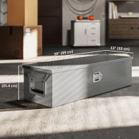 HOMCOM 39" x 13" x 10" Truck Tool Box Heavy Duty Aluminum Trailer Tongue Box with Lock and Keys for Pick Up Truck RV Trailer(m-3)