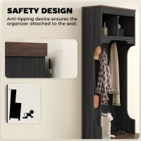 HOMCOM 3-in-1 Hall Tree with Shoe Storage, Coat Rack with Bench, Entryway Furniture with Five Hooks, Black Wood Grain(m-8)