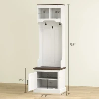 HOMCOM 3-in-1 Hall Tree with Shoe Storage, Coat Rack with Bench, Entryway Furniture with Five Hooks, White Wood Grain(m-3)