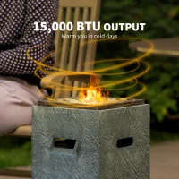 Outsunny Propane Fire Pit Table with Fountain, 15,000 BTU Outdoor Gas Fire Table with LED Light Adjustable Water Flow, Fire Fountain Water Feature with Decorative Glass Rocks, Grey(m-7)