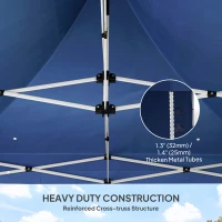 Outsunny 10' x 10' Heavy Duty Pop Up Canopy Tent with Sidewall, UPF50+ Instant Sun Shelter with Storage Pockets, Dark Blue(m-4)