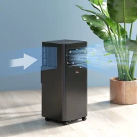 HOMCOM 10000 BTU Mobile Air Conditioner, 441 Sq. Ft., AC Unit with Dehumidifier, Sleep, 24H Timer On/Off, Window Kit, Black(m-9)