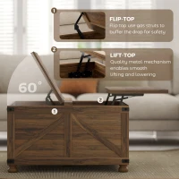HOMCOM Coffee Table with Lift Top, 32" Farmhouse Center Table with Hidden Compartment for Living Room, Brown Wood Grain(m-4)