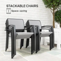 Outsunny 9 Pieces Patio Dining Set with Easy Clean Tabletop, 8 Stackable Chairs, for Garden, Backyard, Poolside, Deck, Grey(m-4)
