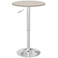HOMCOM Adjustable Bar Table for 2, Round Pub Table with PE Rattan Top and Steel Base for Home Bar, Small Dining Room, Grey(m-11)