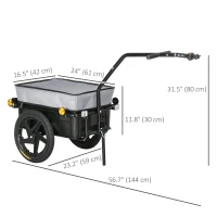 Aosom Multi-Functional Bike Trailer Steel Large Bike Luggage Cart Carrier Grey(m-3)