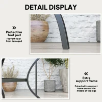 Outsunny Square Outdoor Patio Dining Table, Garden Table with Umbrella Hole, Slatted Metal Top for Backyard, Poolside, Dark Grey(m-6)