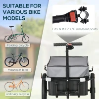 Aosom Multi-Functional Bike Trailer Steel Large Bike Luggage Cart Carrier Grey(m-4)
