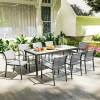 Outsunny 9 Pieces Patio Dining Set with Easy Clean Tabletop, 8 Stackable Chairs, for Garden, Backyard, Poolside, Deck, Grey(m-8)