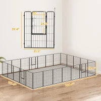 PawHut Dog Playpen for Indoor Outdoor, 24 Panels 39" H Puppy Playpen with Lockable Door, DIY Shape Pet Exercise Fence, Gray(m-3)