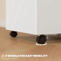 HOMCOM 3-Drawer Small Filing Cabinet with Lock, Vertical Office Storage Cabinet with Wheels for Home Office, White(m-5)