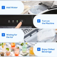 HOMCOM Portable Ice Maker Countertop with Handle, Self Cleaning Ice Maker Machine with Scoop and Basket, 26lbs/24Hrs, Black(m-7)