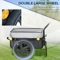 Aosom Multi-Functional Bike Trailer Steel Large Bike Luggage Cart Carrier Grey(m-6)