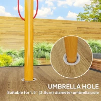 Outsunny 37" Garden Outdoor Dining Table for 4, Square Patio Table with Umbrella Hole, Plastic Board Tabletop for Backyard, Poolside, Mixed Brown(m-5)