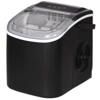 HOMCOM Portable Ice Maker Countertop with Handle, Self Cleaning Ice Maker Machine with Scoop and Basket, 26lbs/24Hrs, Black(m-2)